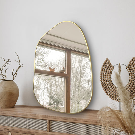 Irregular Wall Mirror Asymmetrical Mirror, 28''X20'' Black Wood Framed Mirror for Bathroom Bedroom Living Room Entryway, Decorative Modern Wall Decor, Wall Mounted Mirror (Black, 28''X20'')