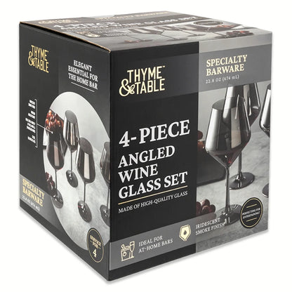 Thyme & Table 23 Fl Oz Smoke Iridescent Angled Wine Glasses, Set of 4