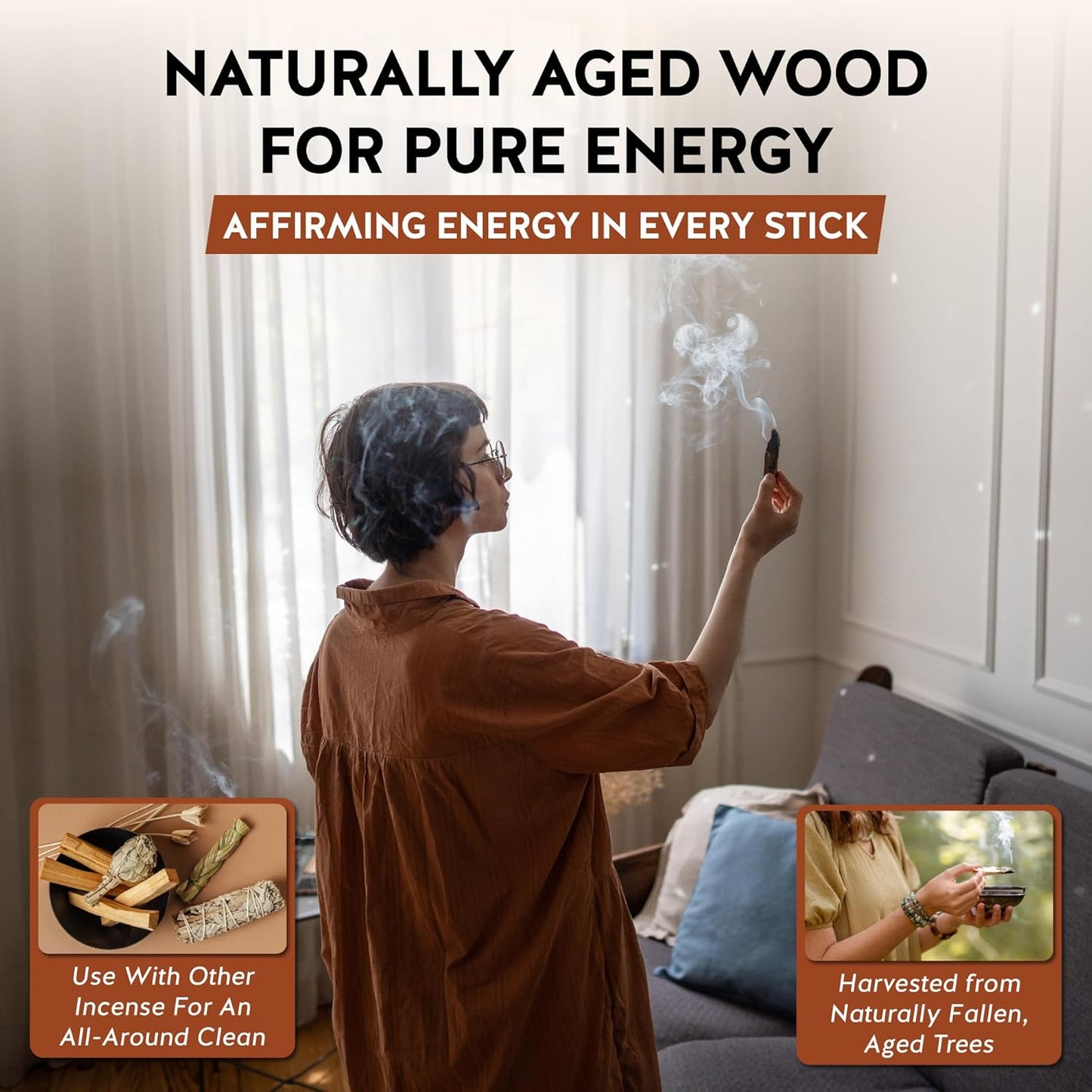 Palo Santo Sticks - Incense Sticks for Spiritual Cleansing, Stress Relief, Meditation Accessories, Home Fragrance - Sustainably Wild Harvested - Pack of 12 -