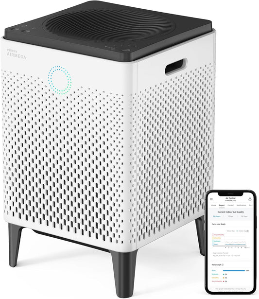 COWAY Air Purifier for Large Room Whole Home up to 2,512Ft², HEPA Filter for Smoke, Allergies, Pet Dander, Odor, App-Enabled, AQI, Smart Mode, Timer, 5Yr Warranty, Airmega 300S, AP-1515G