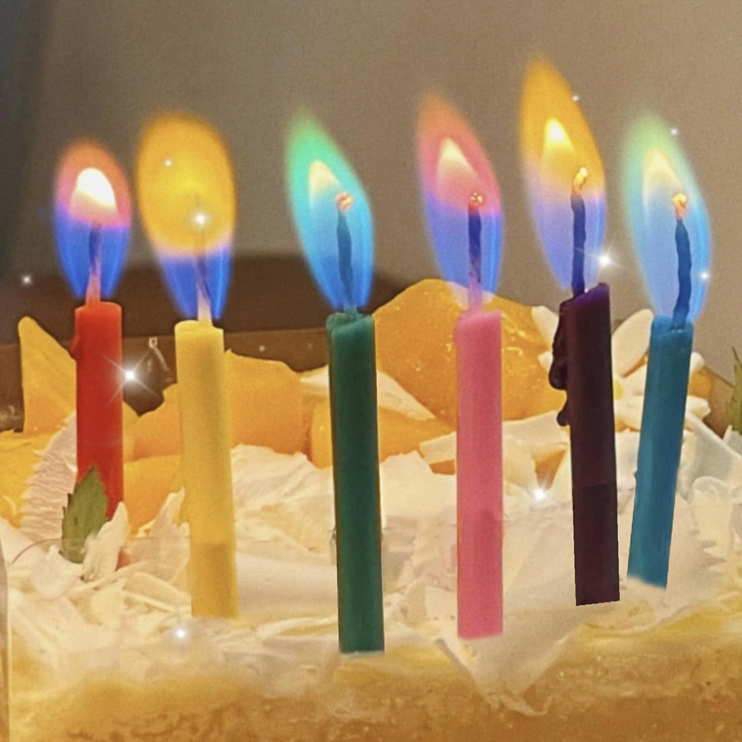 Colorflame Multicolor Birthday Cake Candles Happy Birthday Candles Colorful Candles Holders Party Gathering, Unscented (12Pcs)