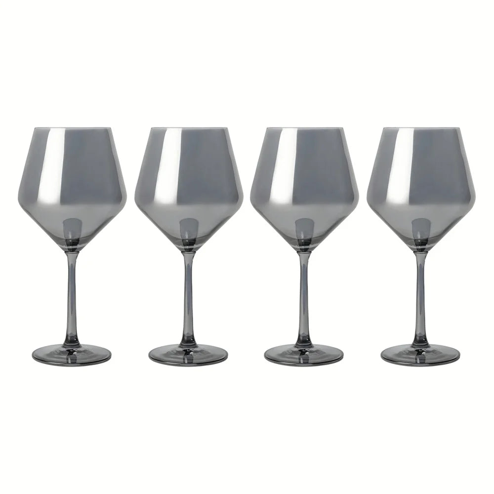 Thyme & Table 23 Fl Oz Smoke Iridescent Angled Wine Glasses, Set of 4